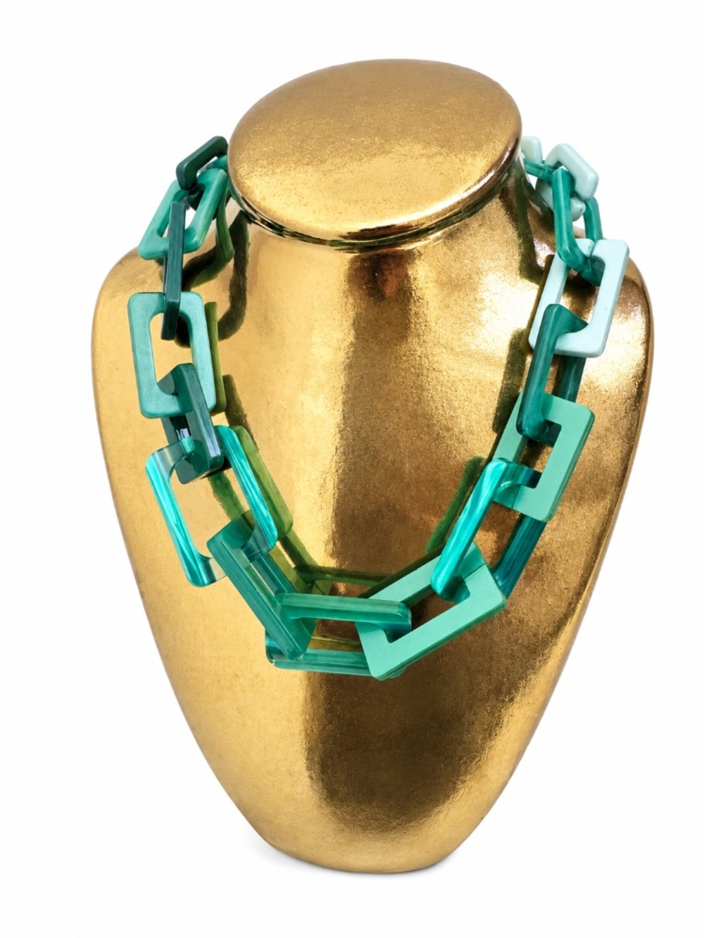 Nine West Green Acrylic Chunky Link Statement Necklace